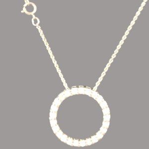 CW 925 Charles Winston Sterling Silver CZ Open Circle Pendant Necklace